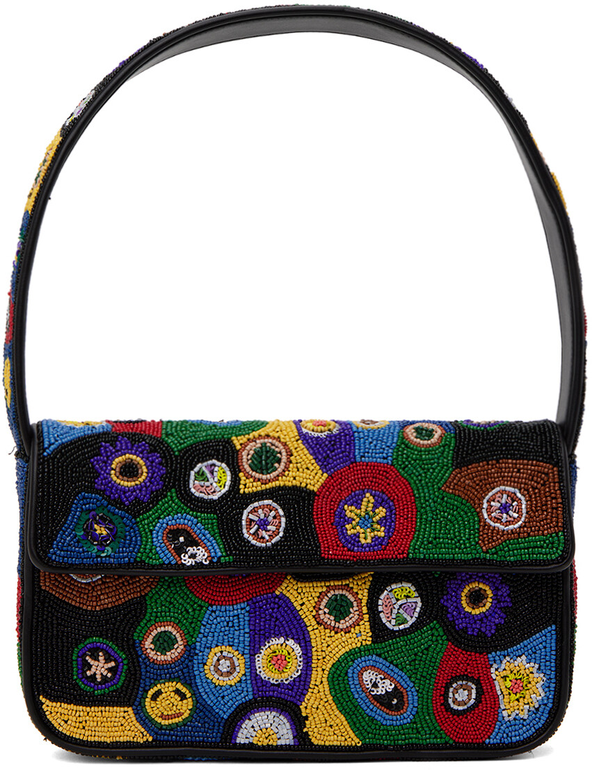 

Разноцветная сумка Tommy с бисером Staud, цвет Millefior black