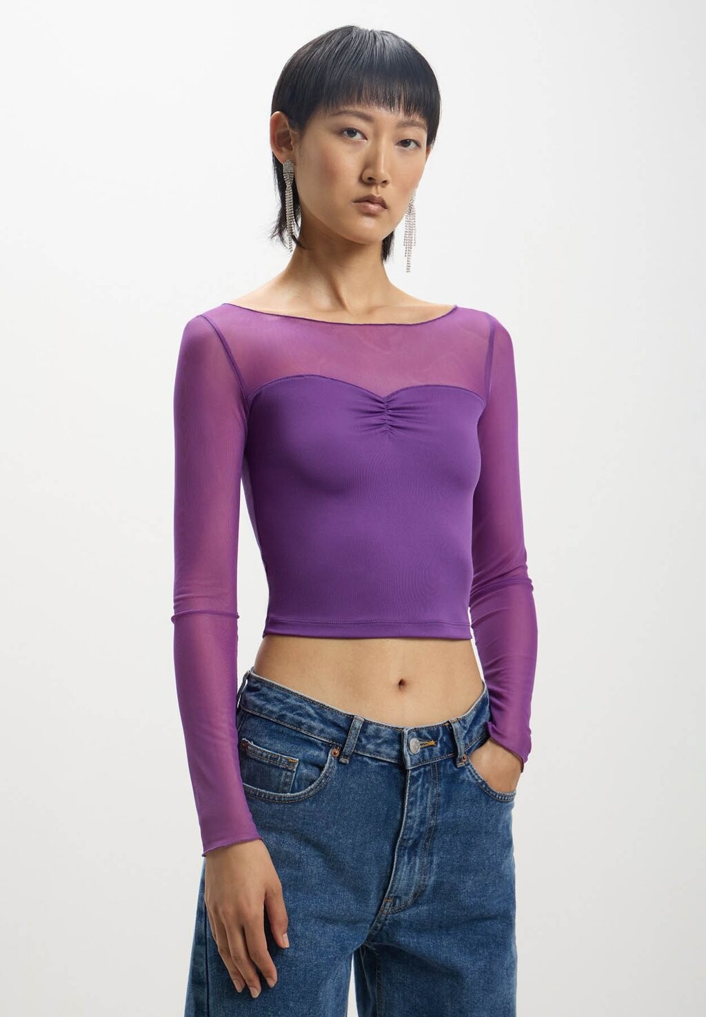 

Футболка с длинным рукавом Con Trasparenze Calliope, цвет viola