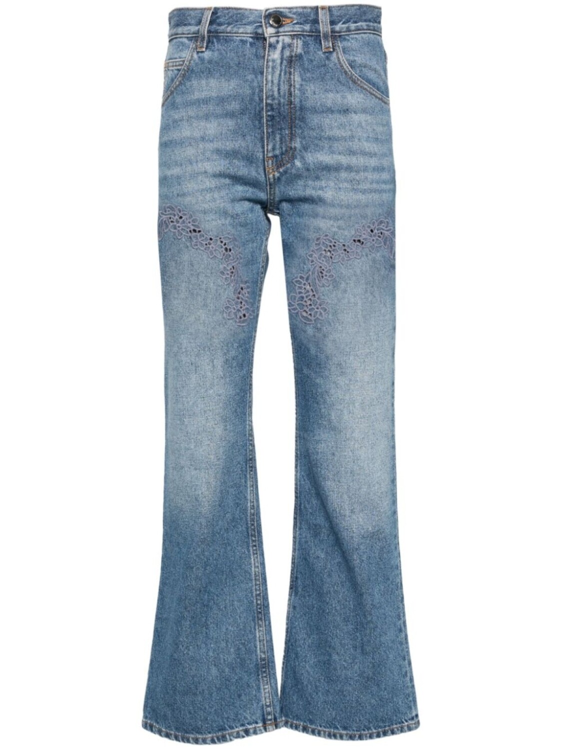 

Chloé джинсы bootcut с декором из гипюра, синий