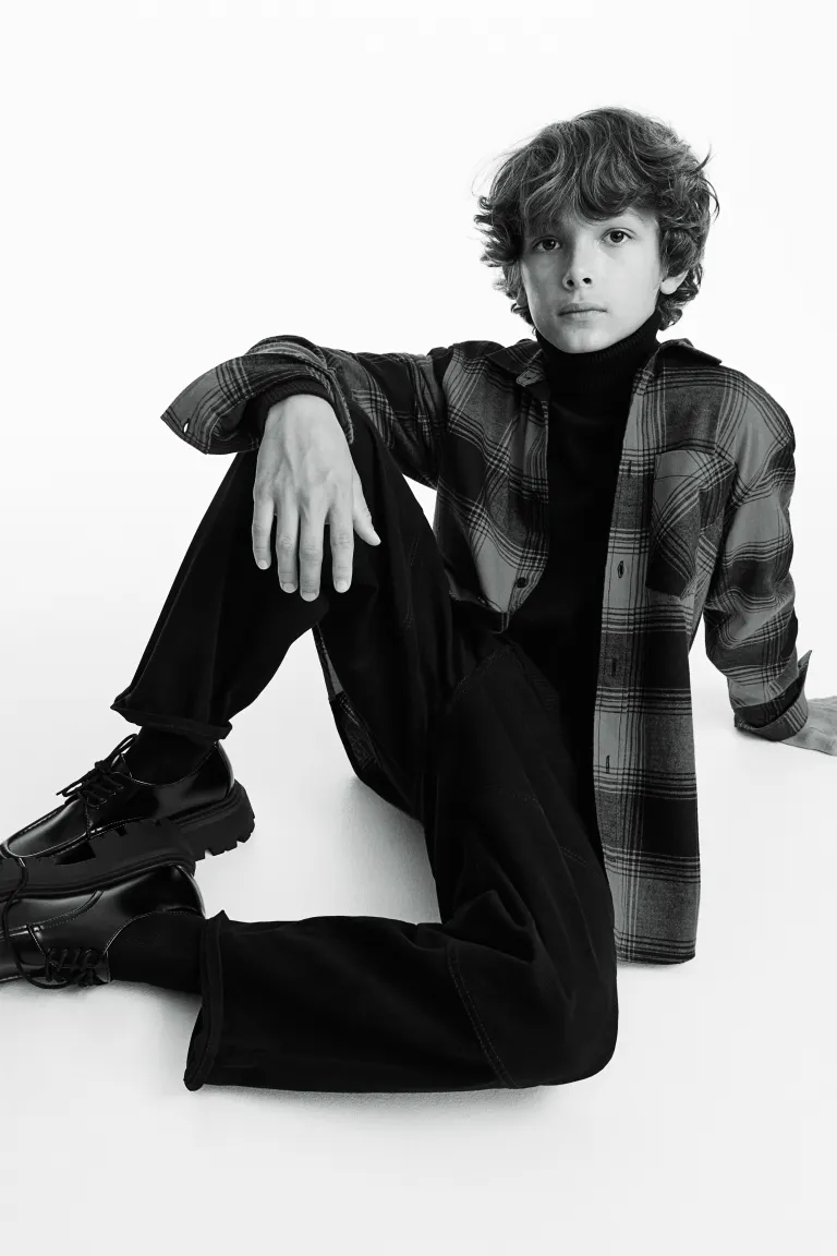 

Бархатная рубашка из хлопка H&M, красный