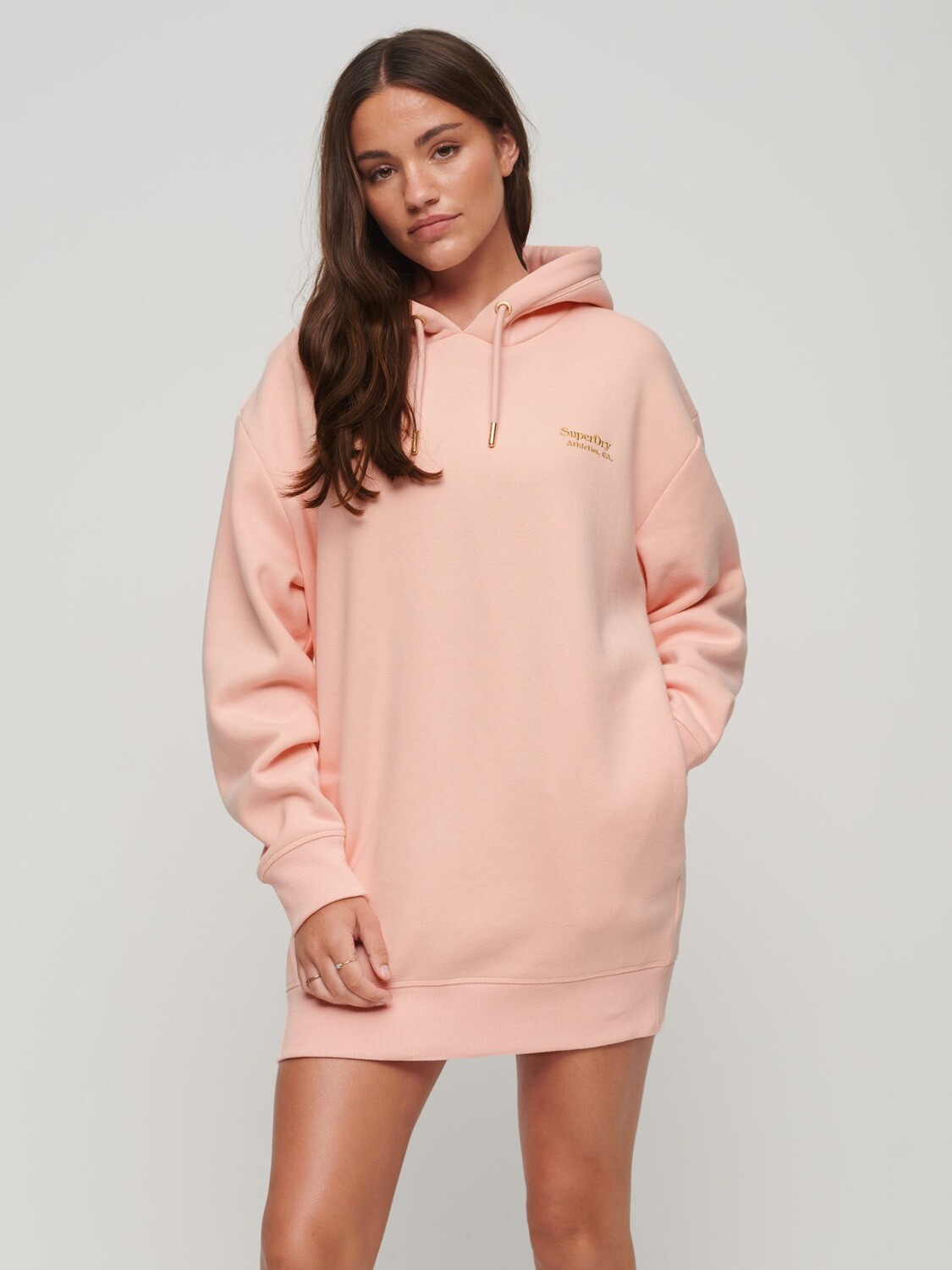 

Платье-худи оверсайз с логотипом Essential Superdry, клубнично-розовый