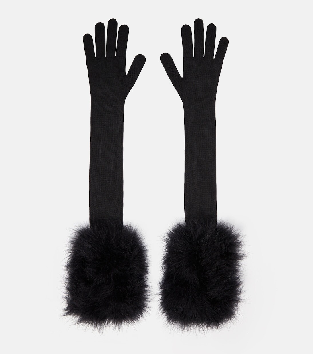 

Полупрозрачные перчатки с перьями Saint Laurent, черный