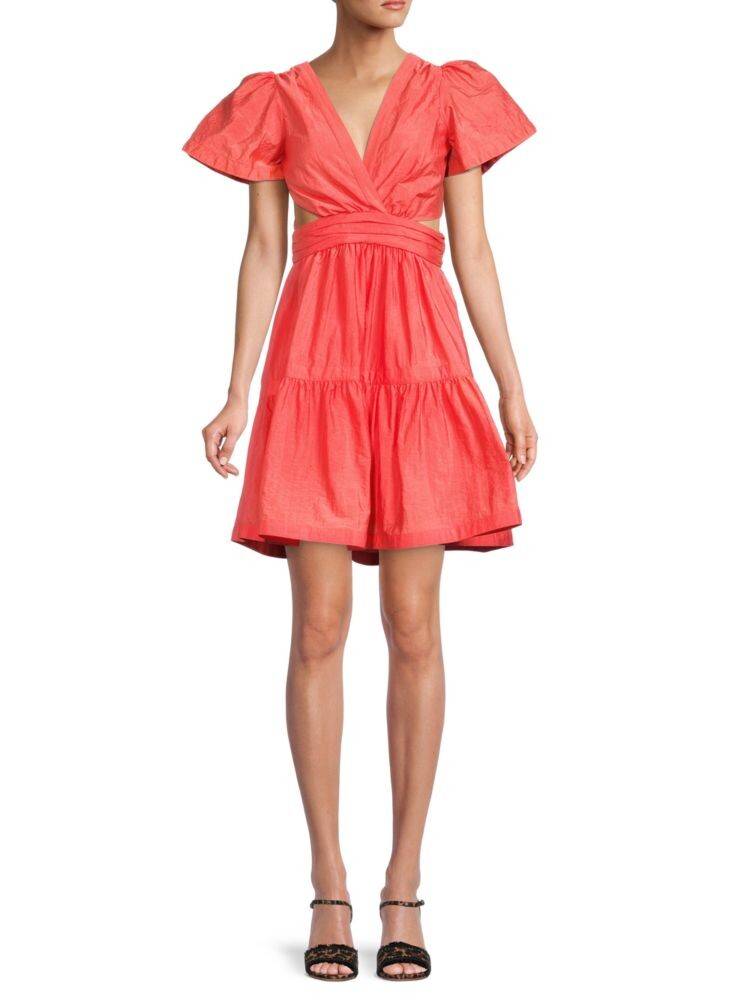 

Мини-платье Judith Surplice с вырезом Cinq À Sept, цвет Neon Coral