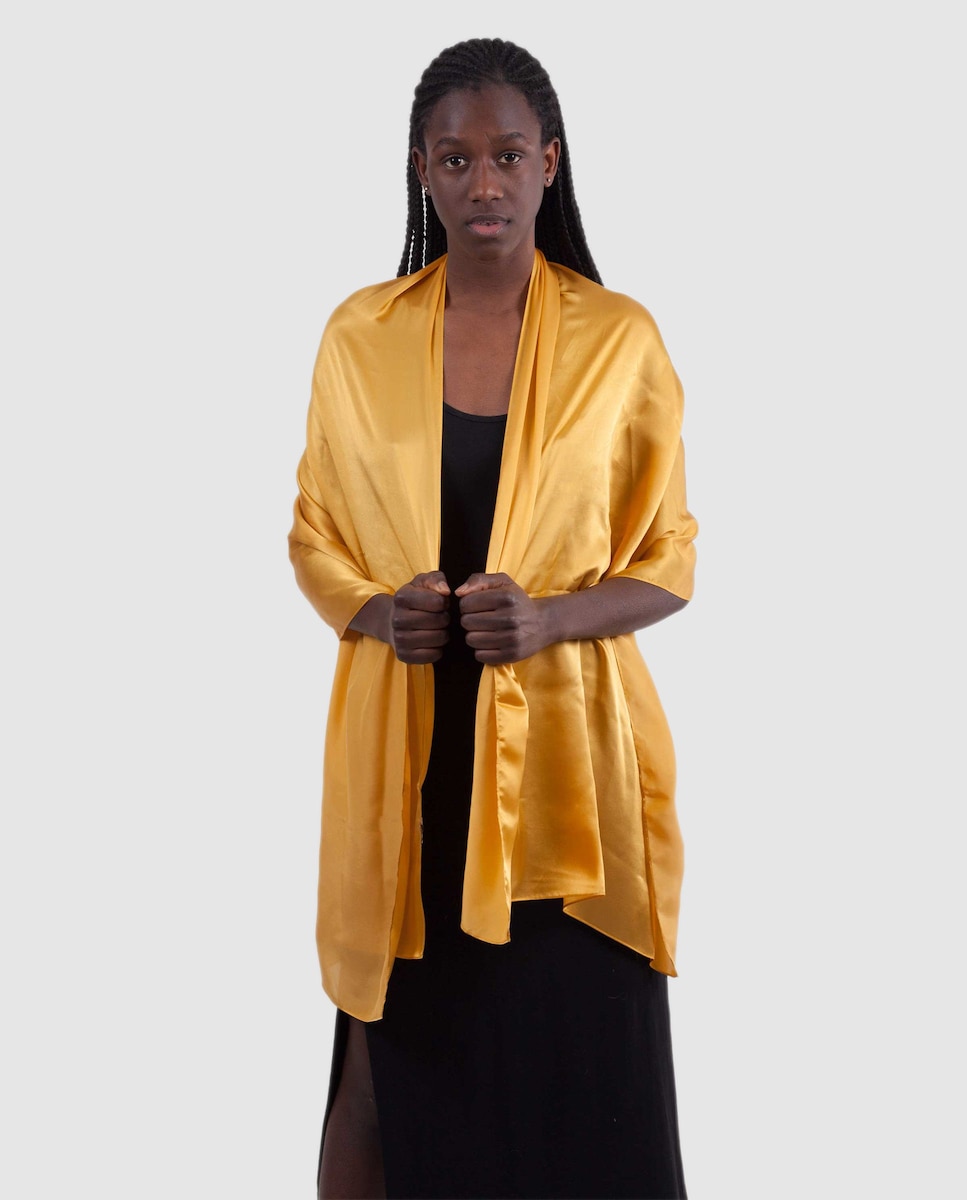 Женский шарф из натурального шелка золотого цвета MR Complements, золотой