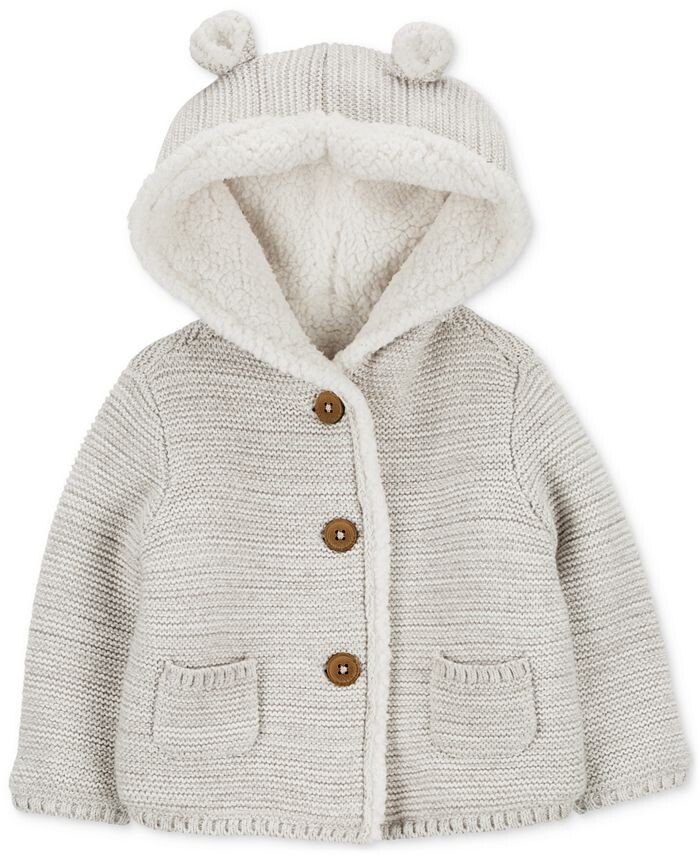 

Детский кардиган с капюшоном на подкладке из искусственной шерпы Carter's, серый