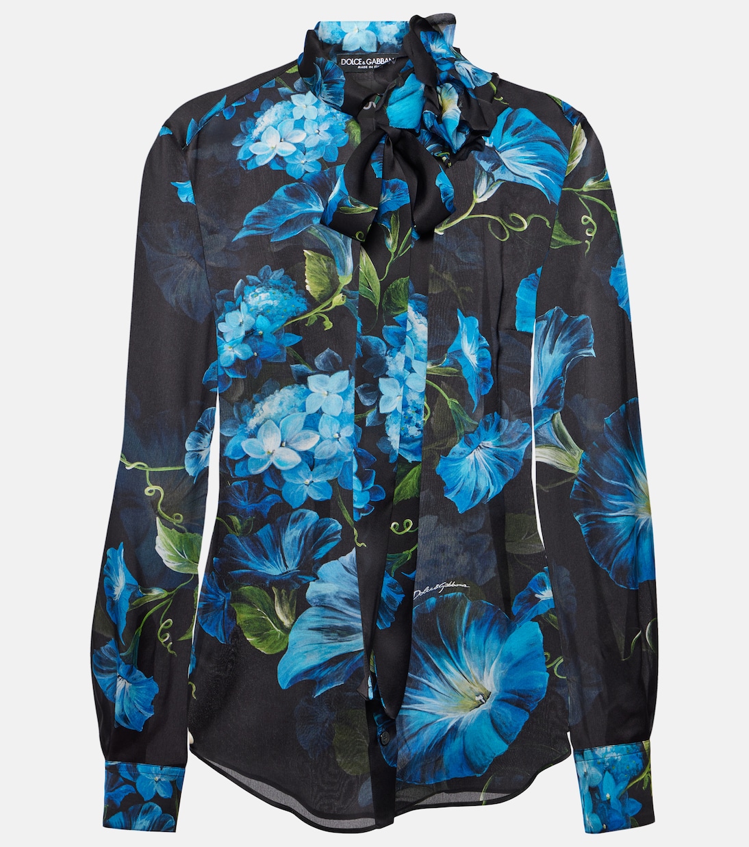 Шелковая блузка с цветочным принтом Dolce&Gabbana, мультиколор