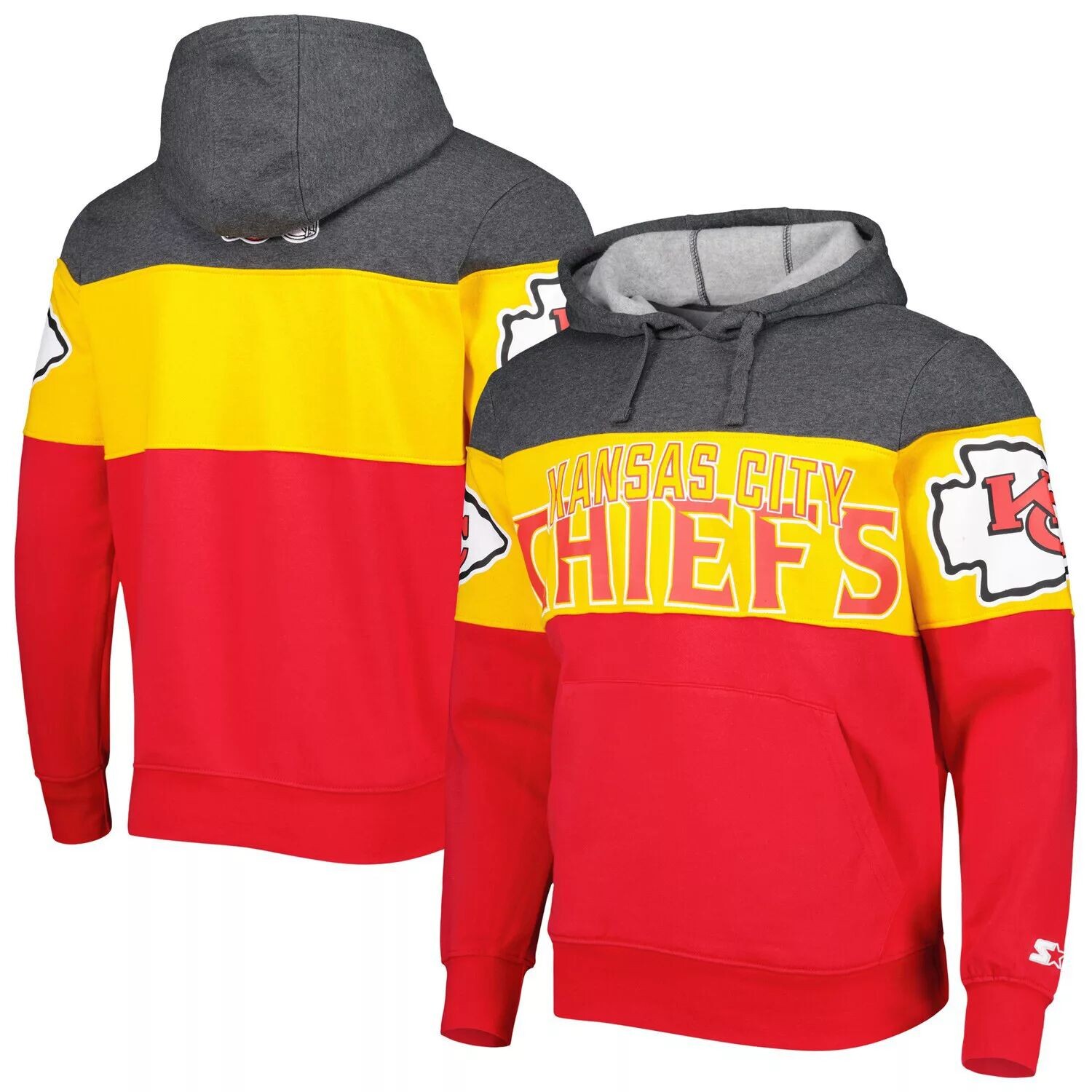 

Мужская толстовка с капюшоном темно-серого/красного цвета Kansas City Chiefs Extreme Pullover Starter, Красный