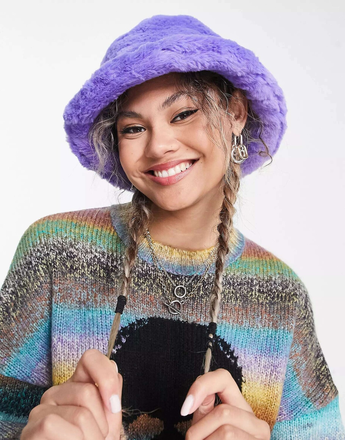 

Пурпурная панама из искусственного меха ASOS