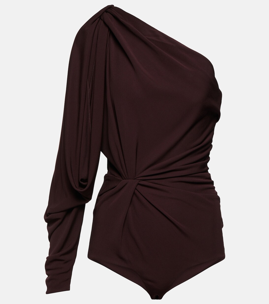 

Присборенное боди на одно плечо из джерси SAINT LAURENT, красный
