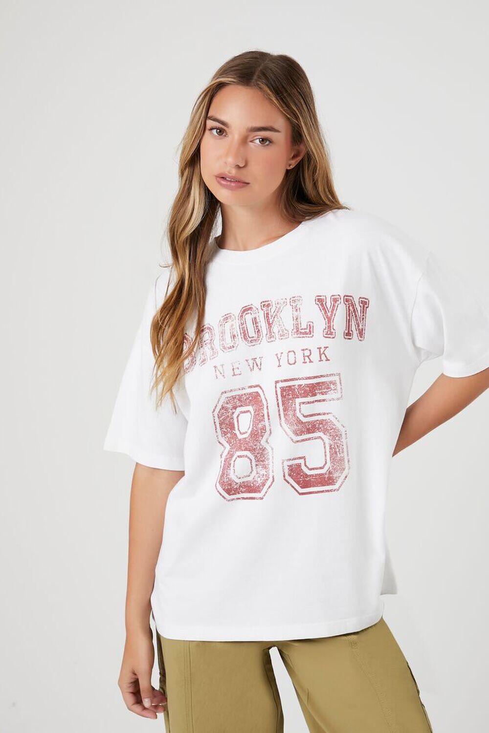 

Футболка оверсайз с графическим рисунком Brooklyn Forever 21, белый