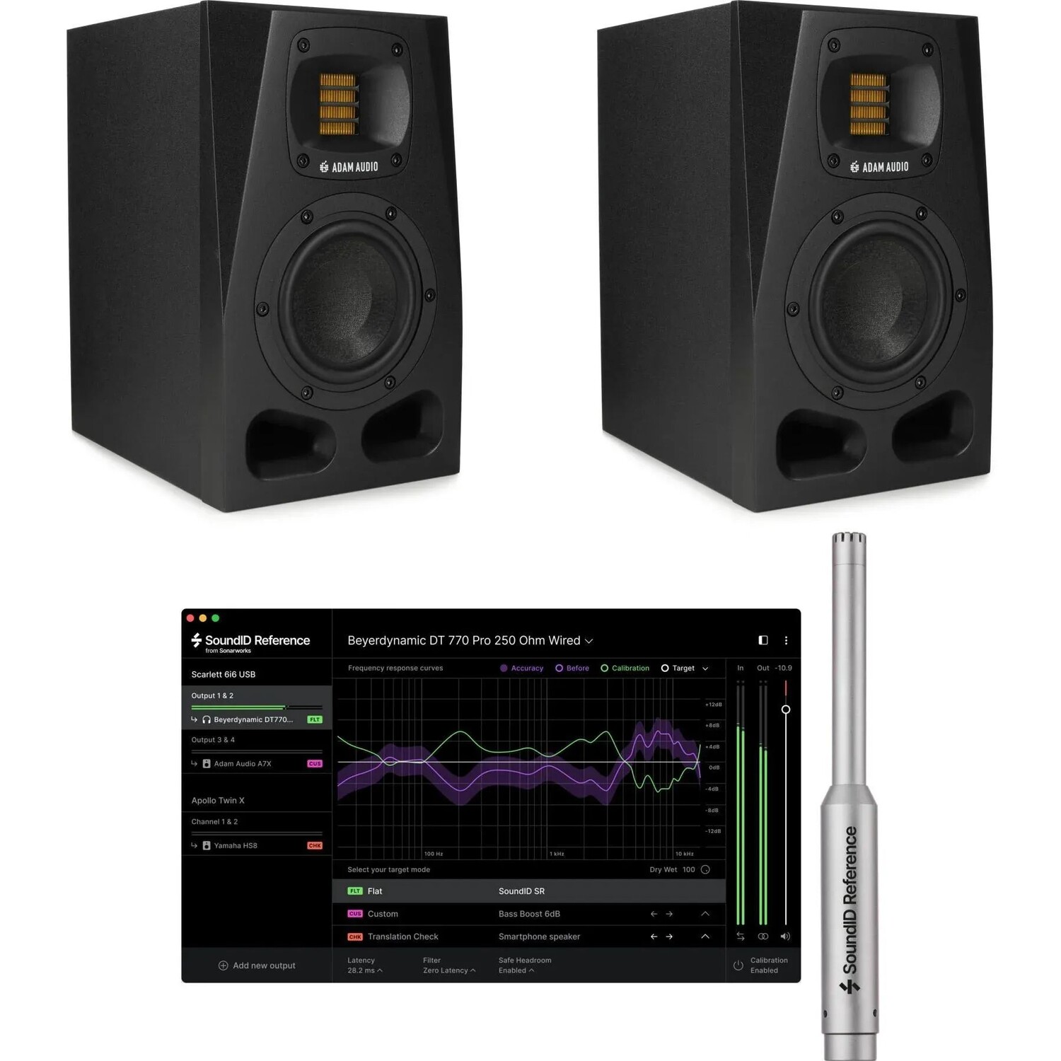 

Пара 4-дюймовых активных студийных мониторов ADAM Audio A4V и комплект программного обеспечения для калибровки