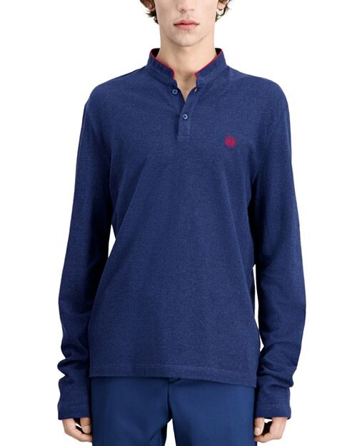 

Рубашка поло узкого кроя из пике с длинными рукавами The Kooples, цвет Blue