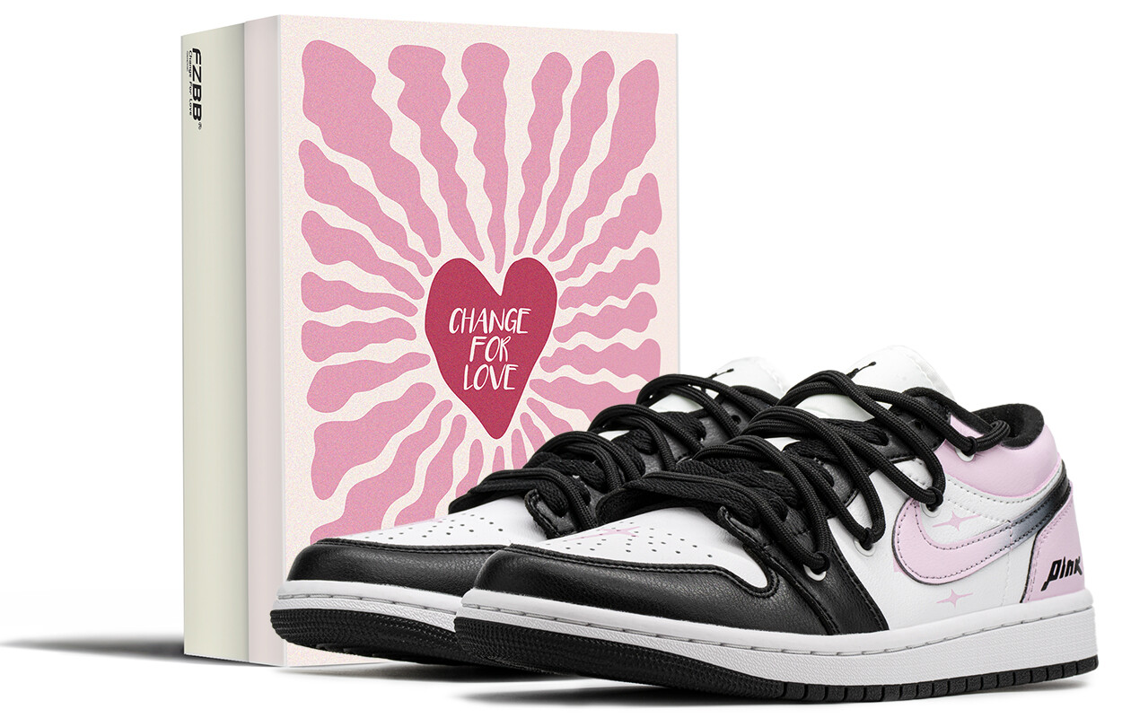 

Кроссовки Air JORDAN 1 Vintage Basketball Shoes Women's Low-Top Black Pink, черный/розовый