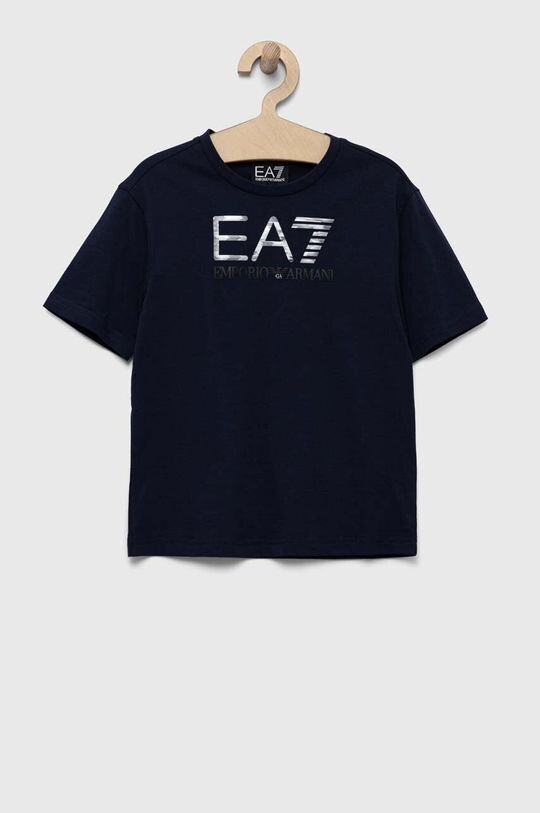 

Детская хлопковая футболка EA7 Emporio Armani, темно-синий