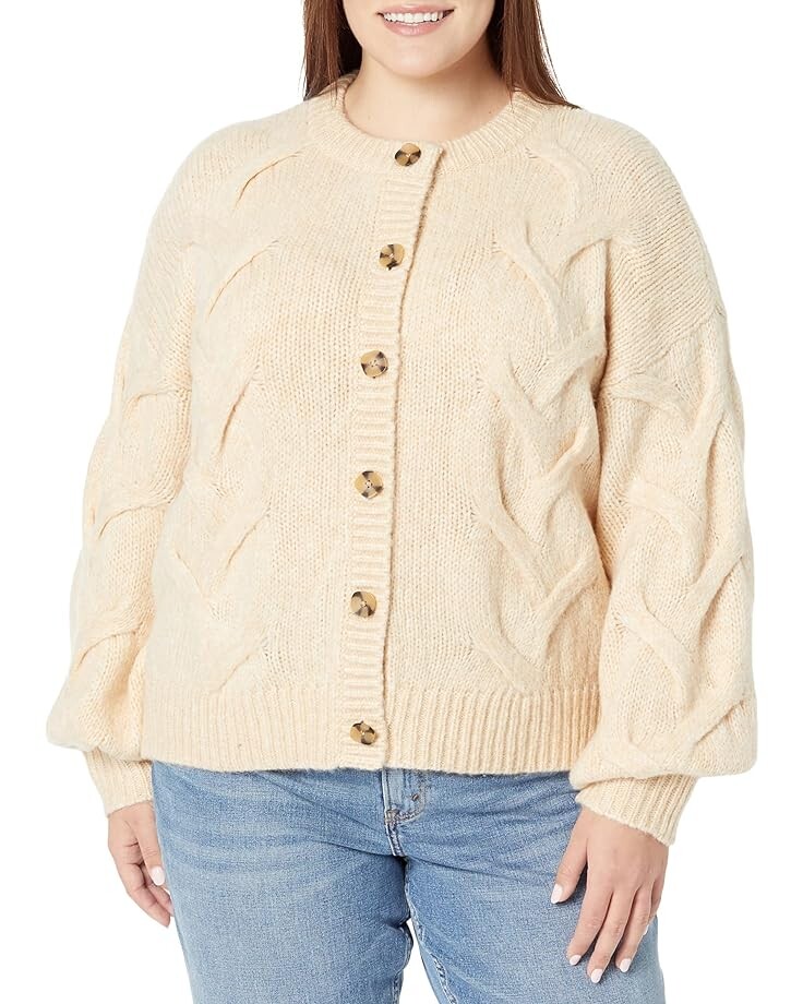 

Свитер Madewell Plus Aviva Cable Cardigan, цвет Heather Powder