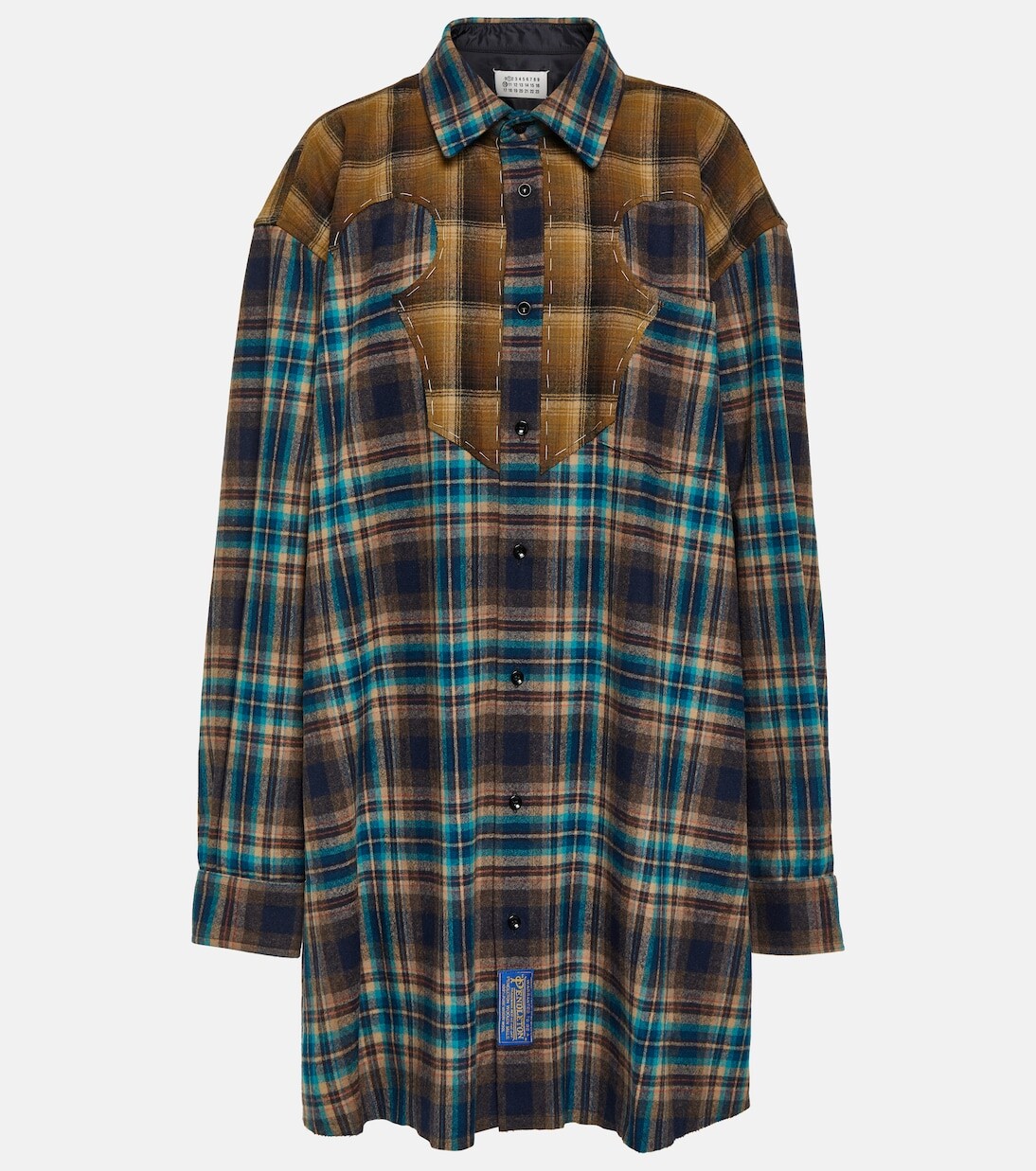 

Платье-рубашка в клетку из шерсти Maison Margiela, мультиколор