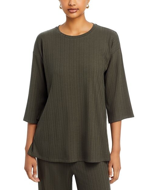 

Длинный топ в рубчик с круглым вырезом Eileen Fisher, цвет Green