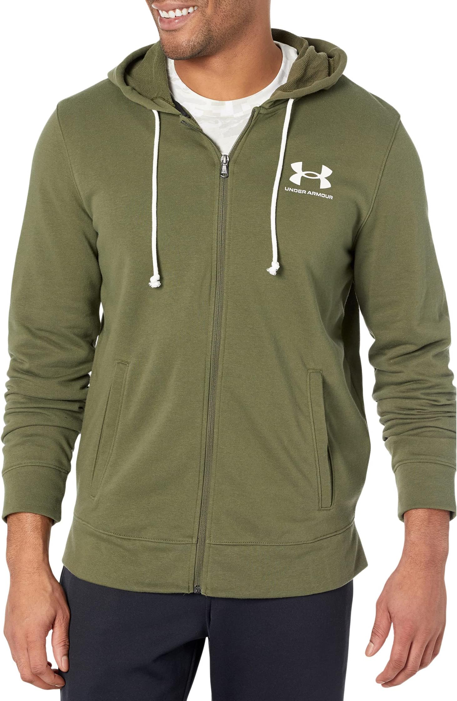 

Толстовка с молнией на всю грудь Rival Terry Under Armour, цвет Marine Olive Drab Green/Onyx White