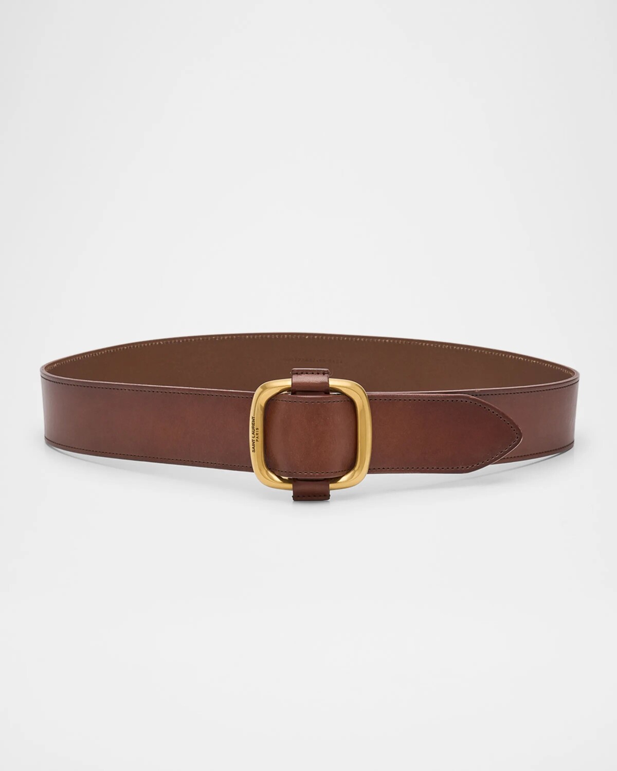 

Ремень из гладкой кожи с овальной пряжкой Saint Laurent, цвет Dark Brown Choco