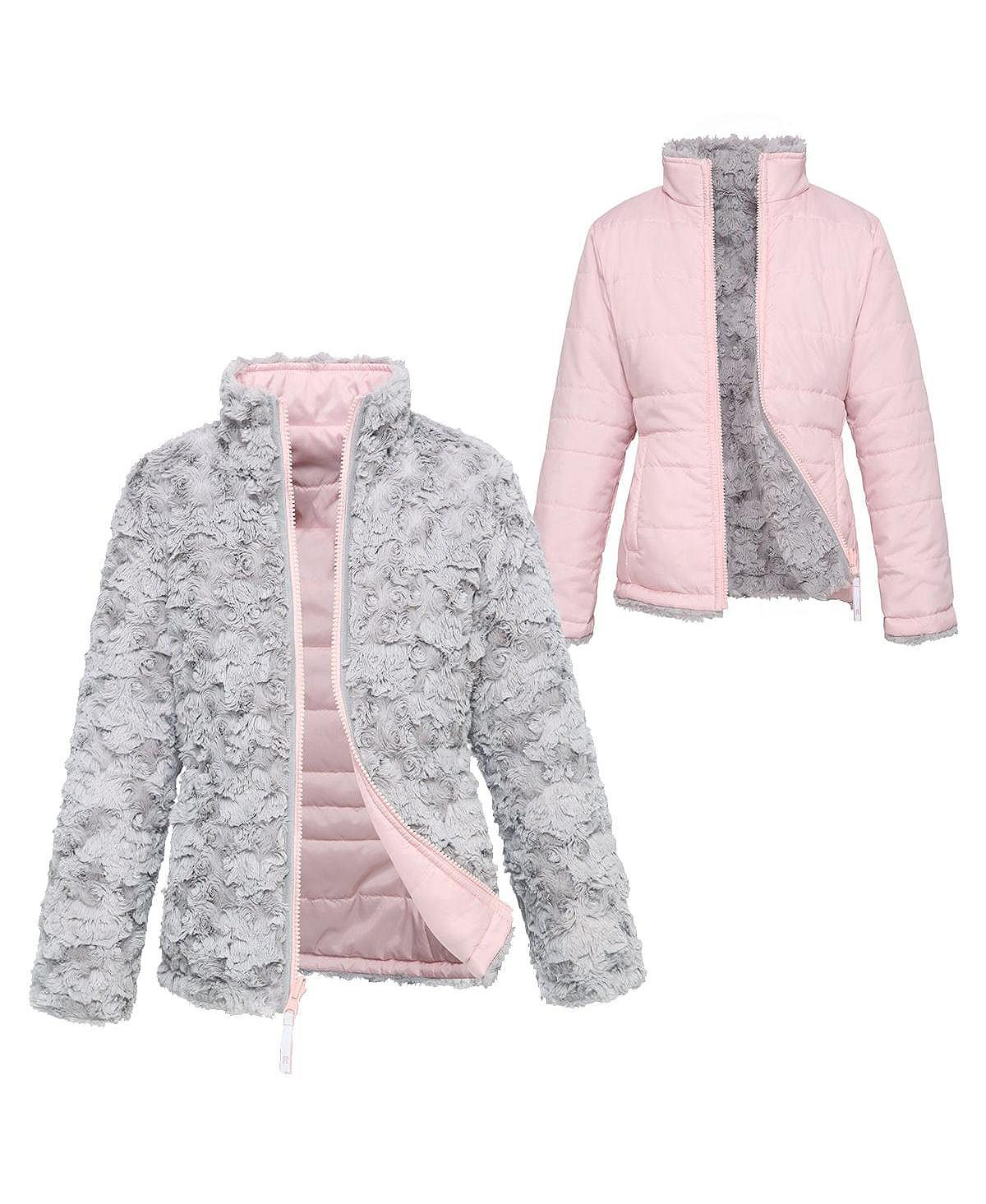 pink frost Двусторонняя куртка-пуховик из шерпа для маленьких и больших девочек из флиса Rokka&Rolla