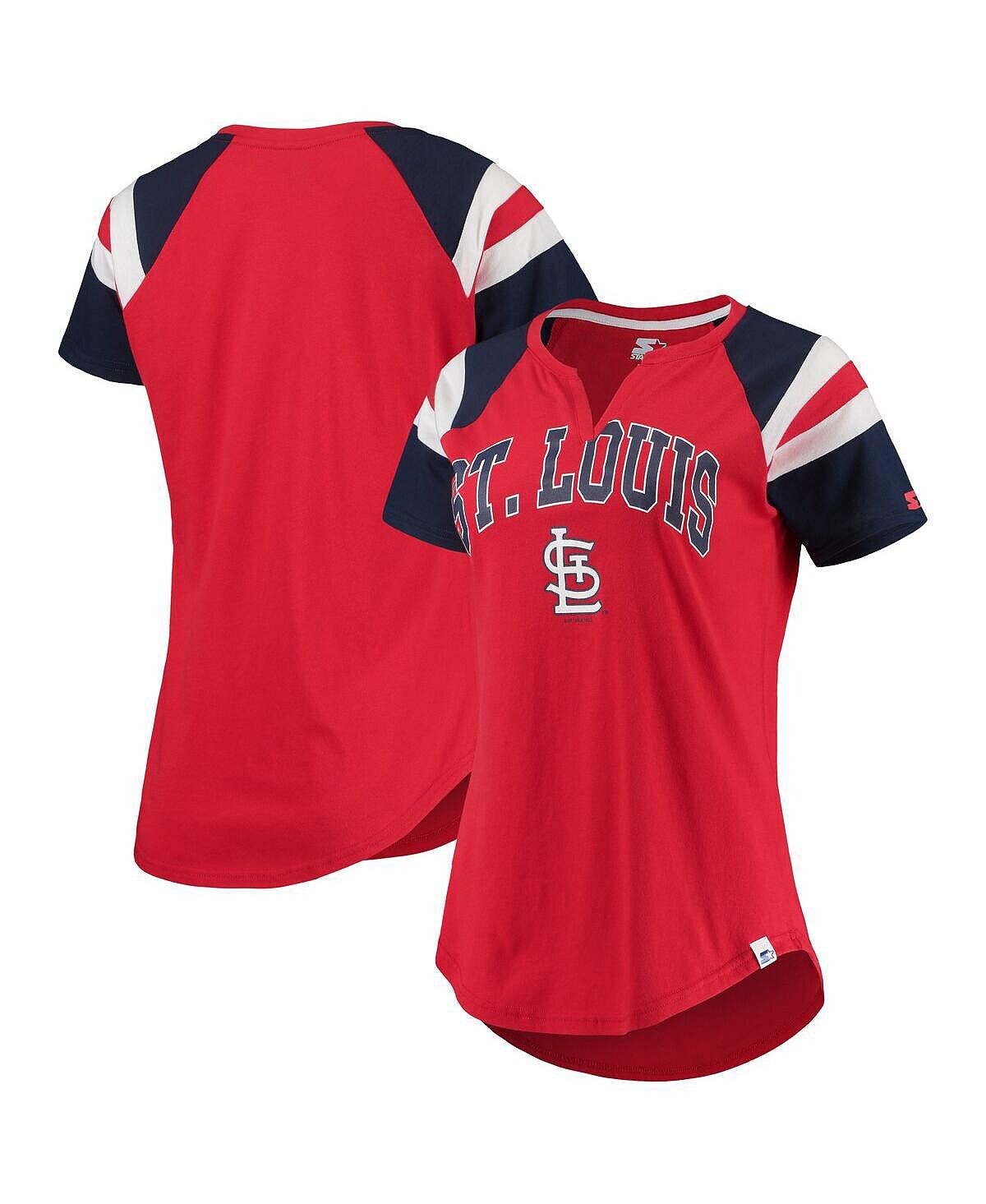 

Женская красно-синяя футболка St. Louis Cardinals Game с вырезом реглан Starter, Красный