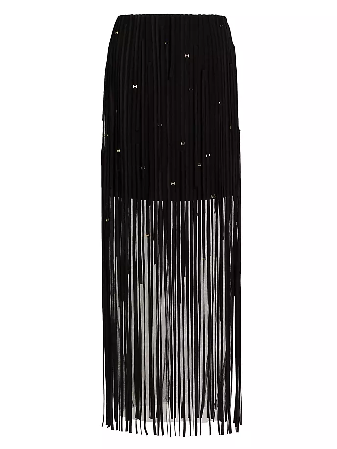 

Юбка-карандаш из тюля с бахромой Jason Wu Collection, черный