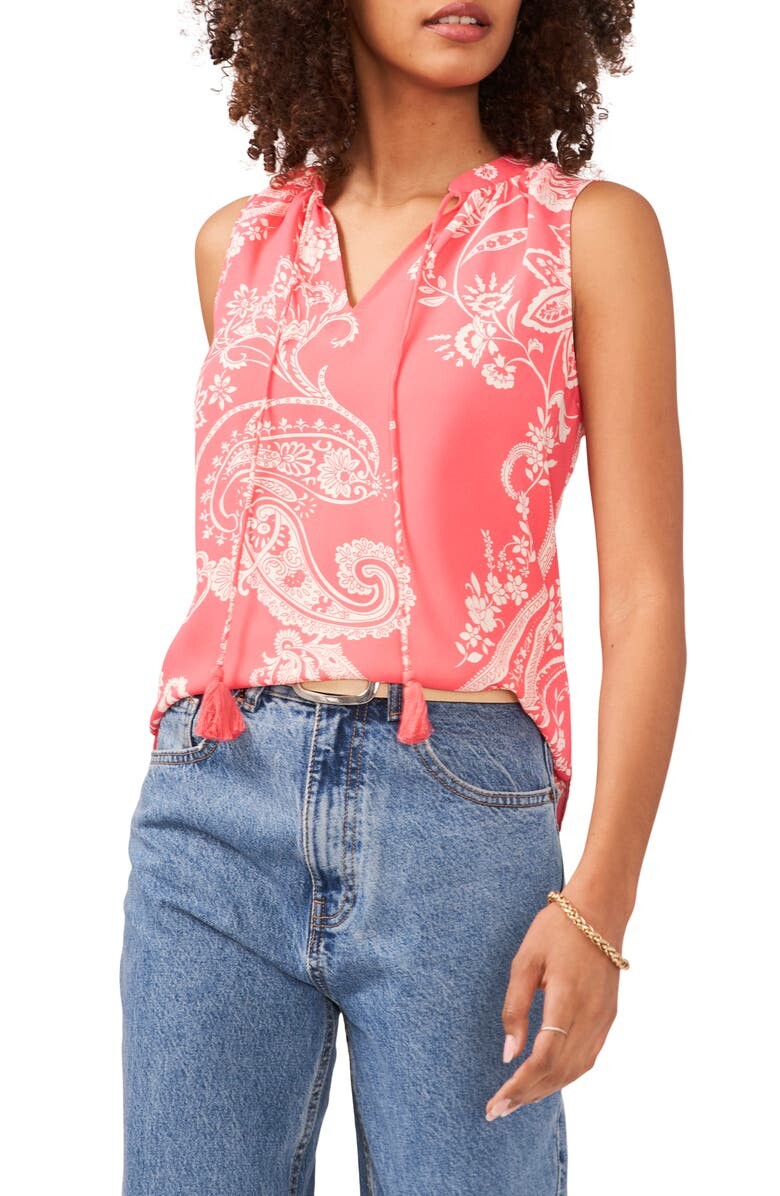 

Топ с разрезом и принтом Blooming Paisley VINCE CAMUTO