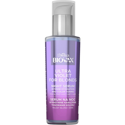 цена Ультрафиолетовая интенсивная увлажняющая сыворотка для ночного тона для светлых и седых волос 100мл, Biovax