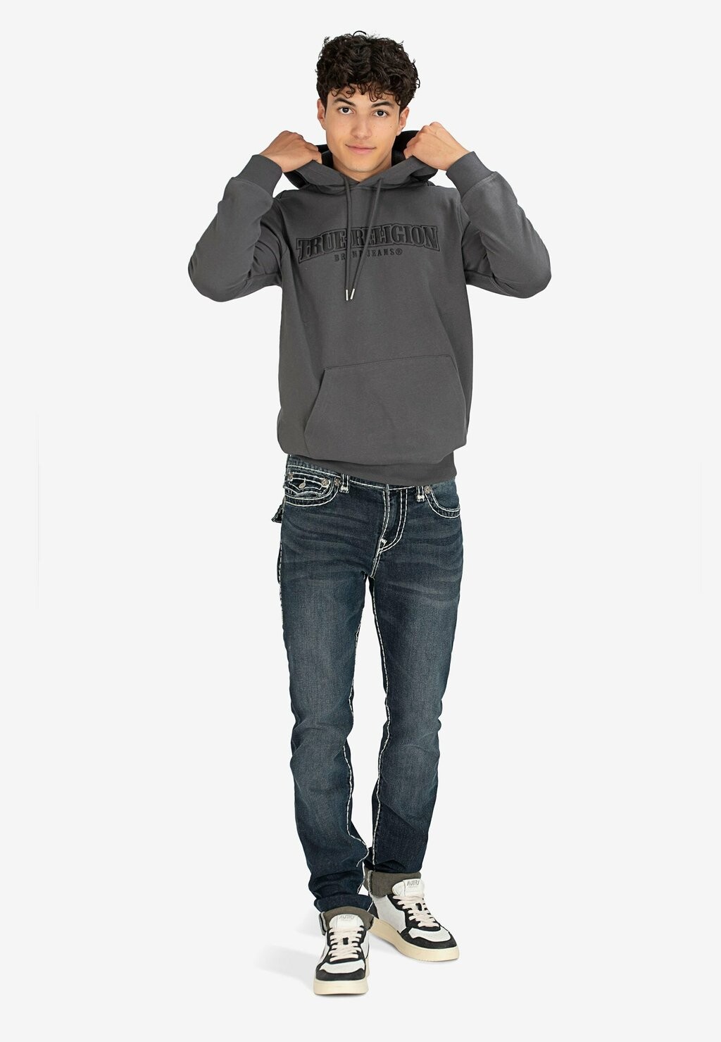 

Толстовка с капюшоном True Religion, серый