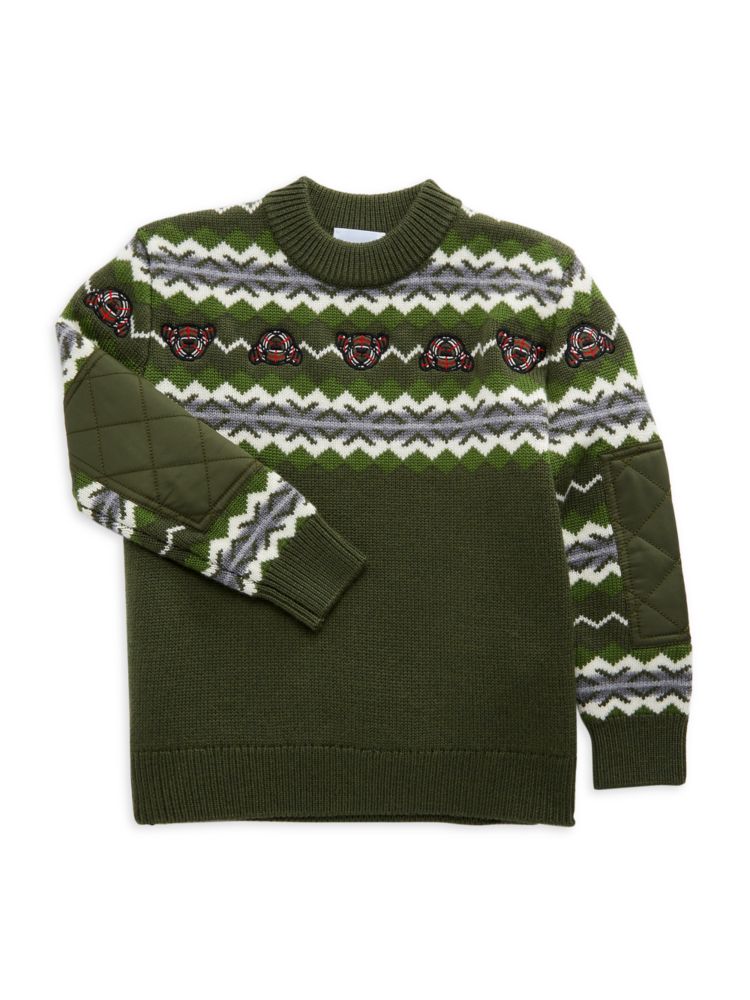 

Свитер Fair Isle для маленьких мальчиков и мальчиков Burberry, цвет Moss Green