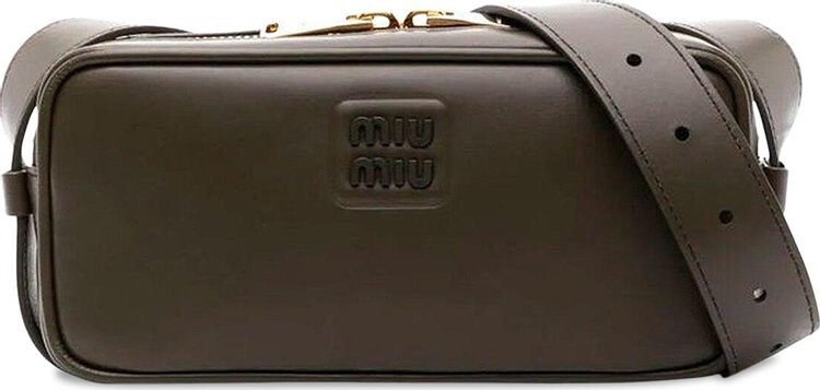 

Сумка через плечо Miu Miu Logo Plaque Leather 'Military Green', зеленый