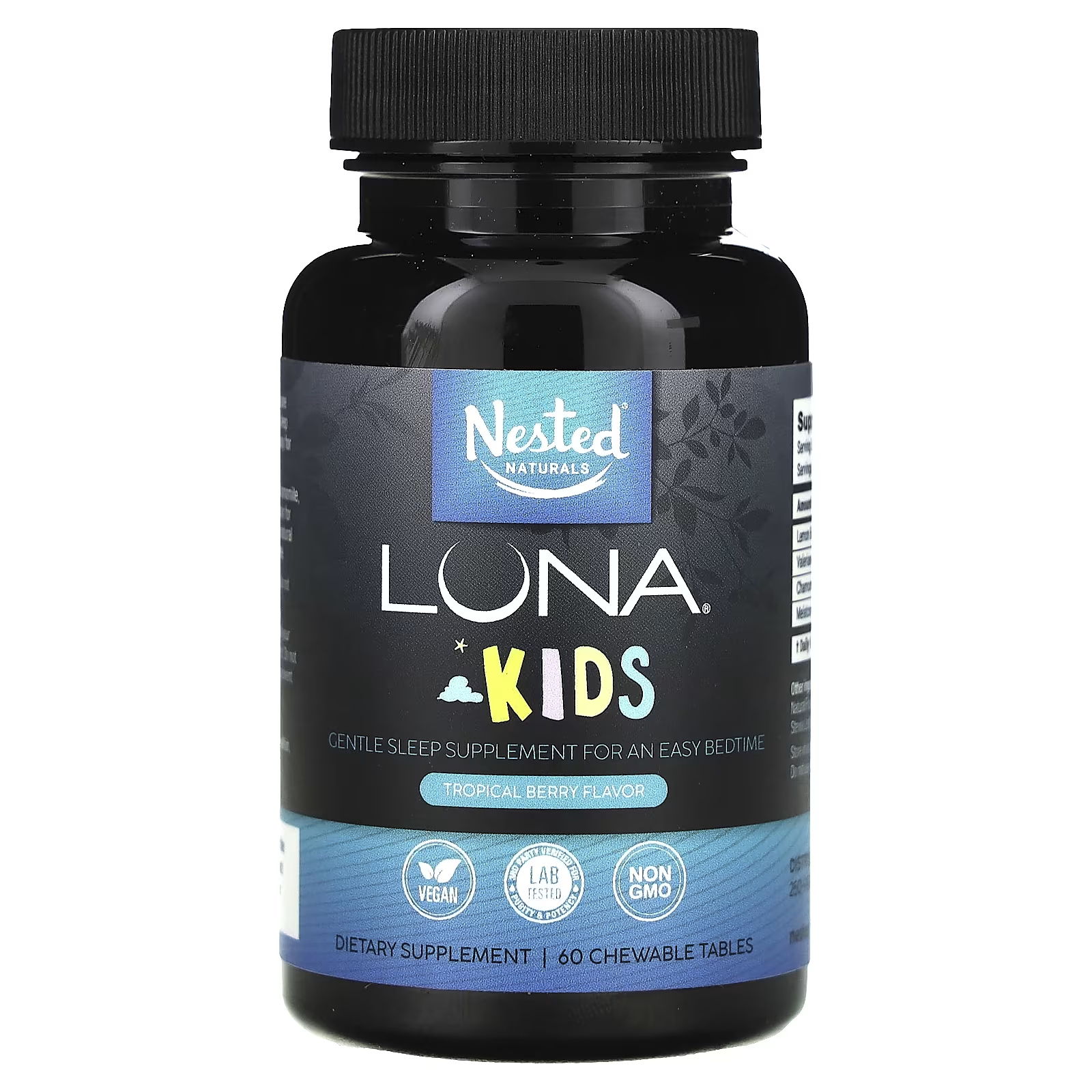 Добавка для сна Nested Naturals Luna Kids с тропическими ягодами, 60 жевательных таблеток enzymatic therapy remifemin добавка для спокойного сна 21 таблетка