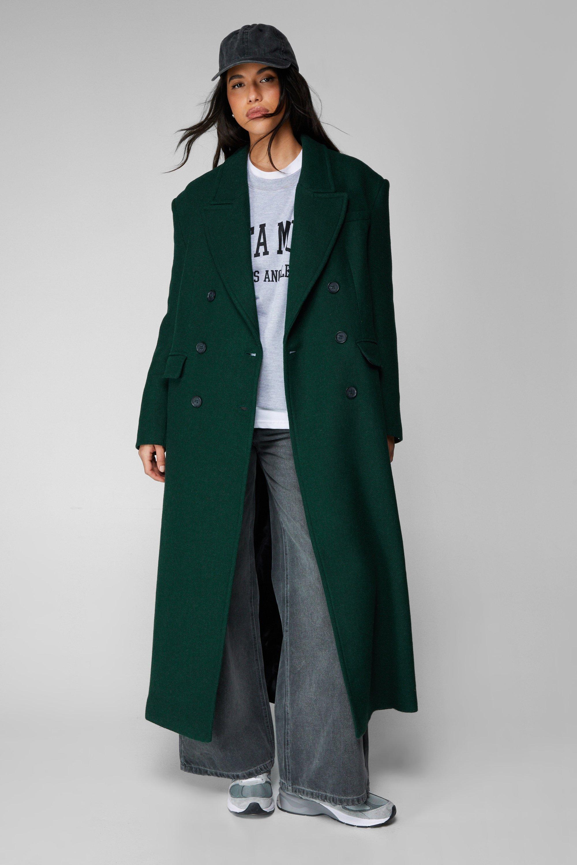 Двубортное пальто премиум-класса из итальянской шерсти, сшитое по индивидуальному заказу Nasty Gal, зеленый