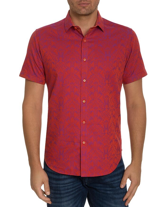 

Рубашка классического кроя на пуговицах из хлопка Highland Stretch Damask Jacquard Robert Graham
