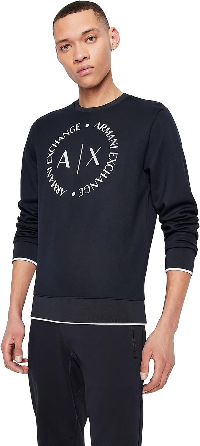 

Толстовка с круглым логотипом спереди Armani Exchange, темно-синий