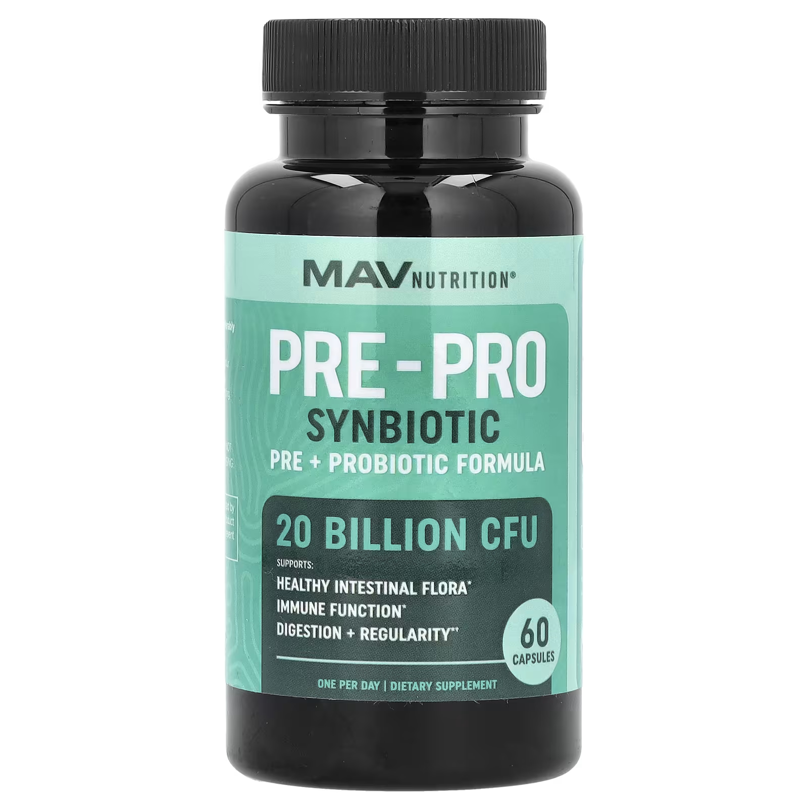 Пищевая добавка MAV Nutrition Pre-Pro Synbiotic Pre + пробиотическая формула, 60 капсул пищевая добавка mav nutrition с бузиной для детей 60 штук