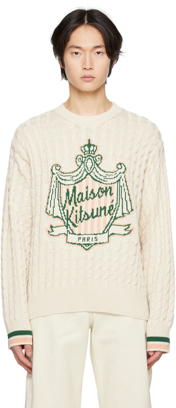 

Бежевый свитер с гербом Maison Kitsune