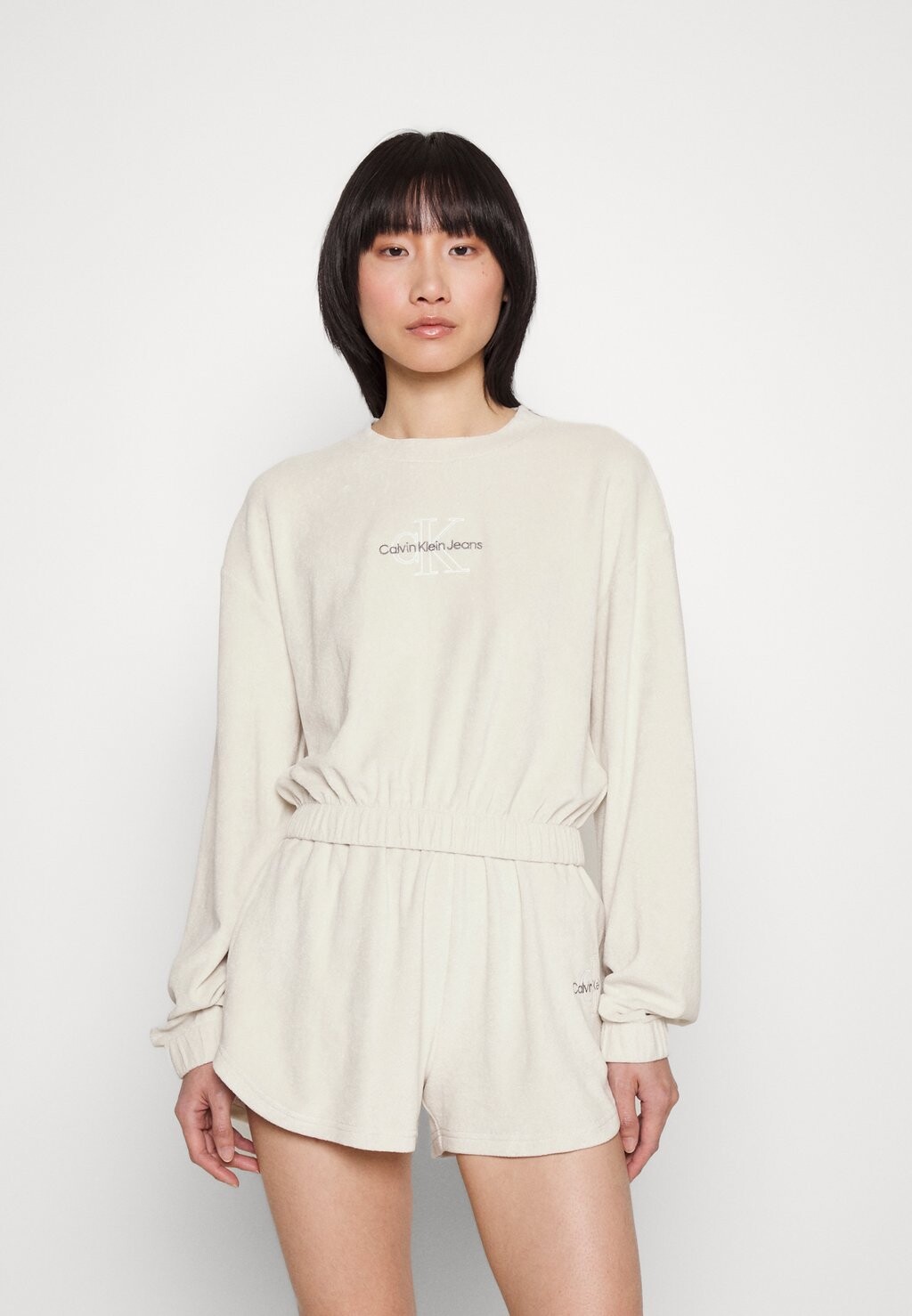 

Толстовка Calvin Klein Jeans Towelling Crewneck, светлый беж, Серый