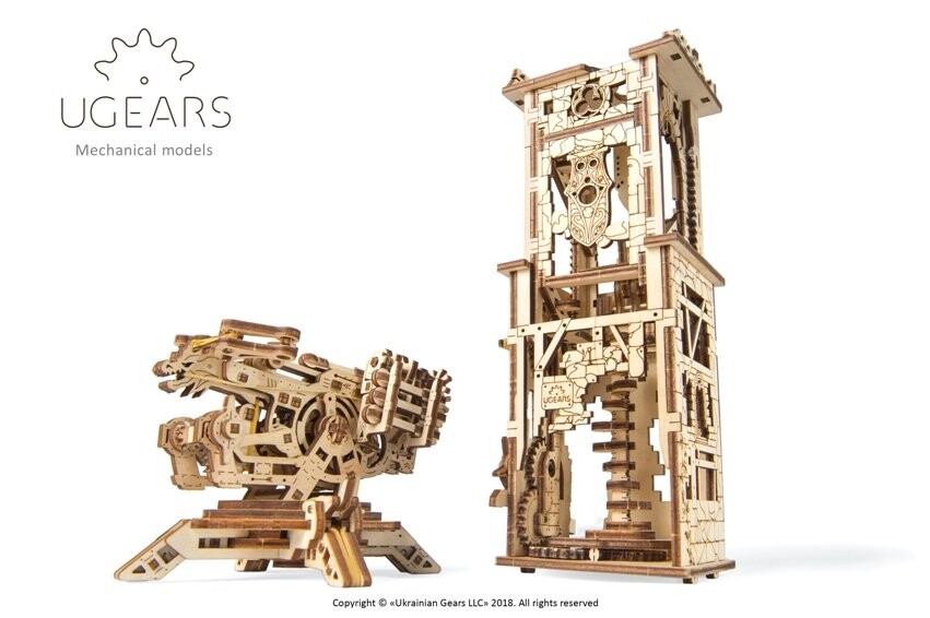 

UGears, механическая складная модель, Башня - Аркбалист