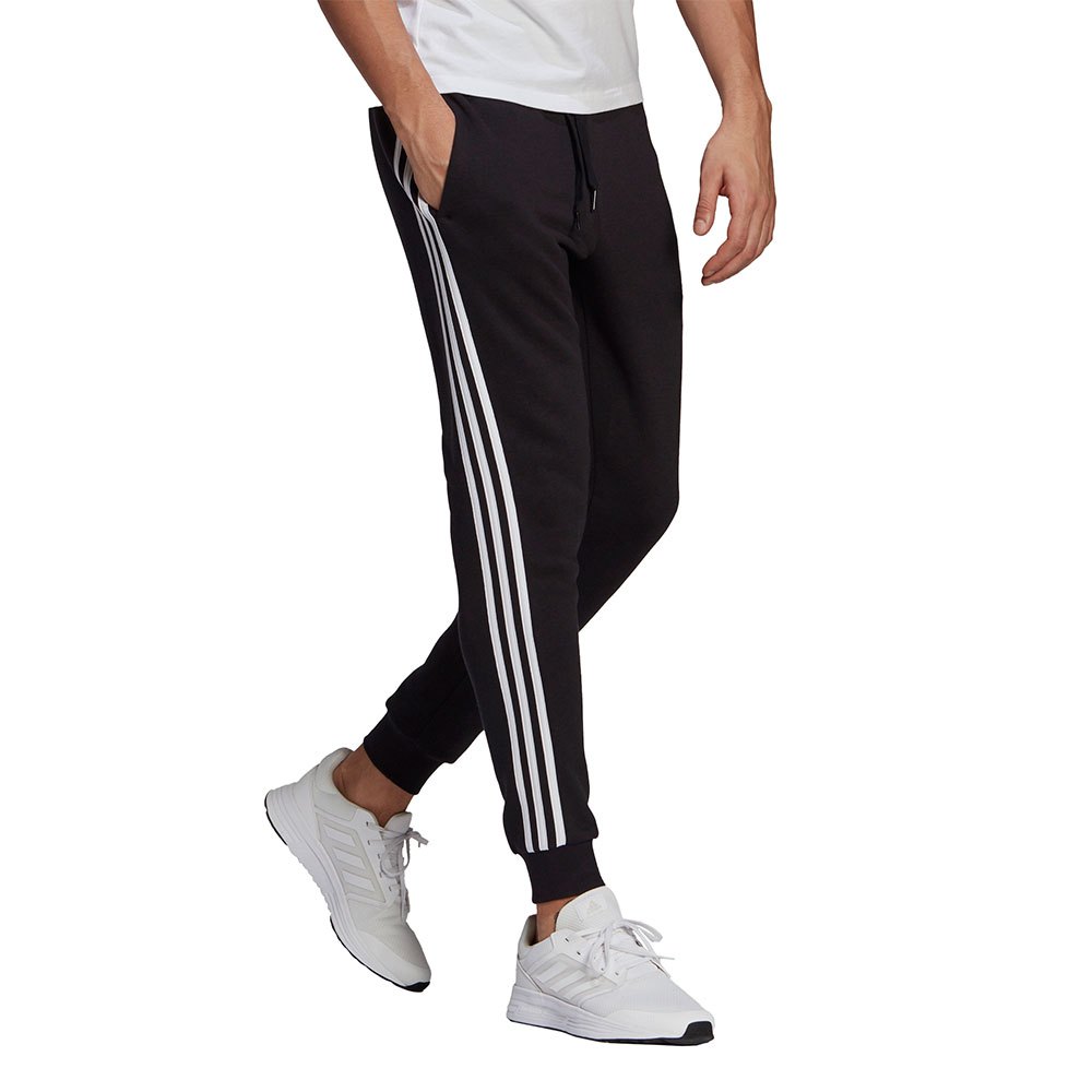 Брюки adidas Essentials Fleece Fitted 3-Stripes, черный