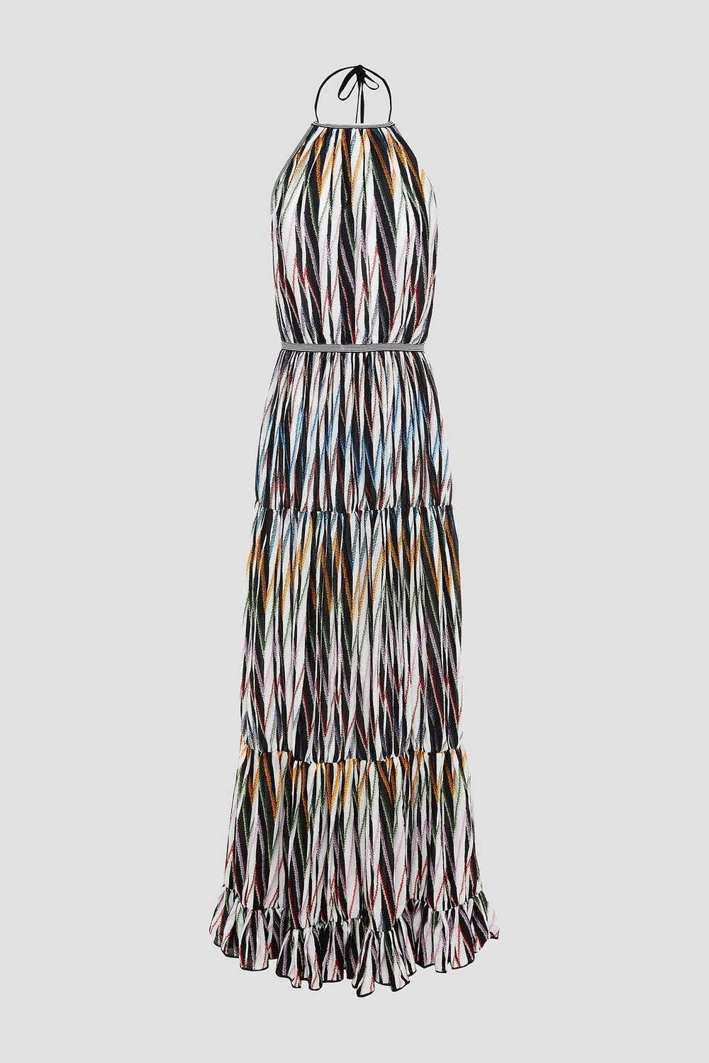 

Платье миди из смесового хлопка со сборками и вырезом халтер. MISSONI, белый