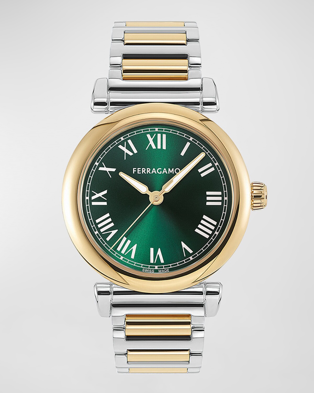 

Часы Ferragamo Allure, диаметр 36 мм, двухцветный зеленый циферблат, цвет Two Tone