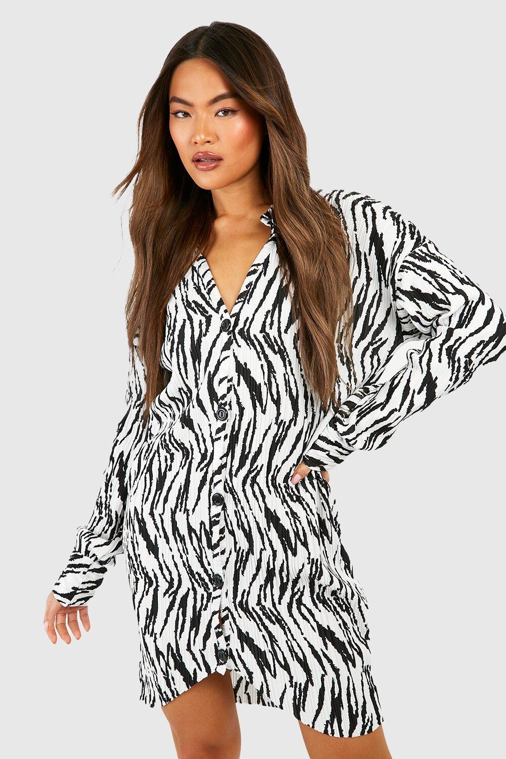 

Платье-рубашка с принтом и союшами Boohoo, черный