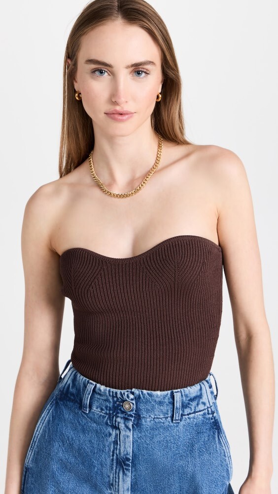 

Топ Pixie Market Brown Cass Bustier Knit, коричневый