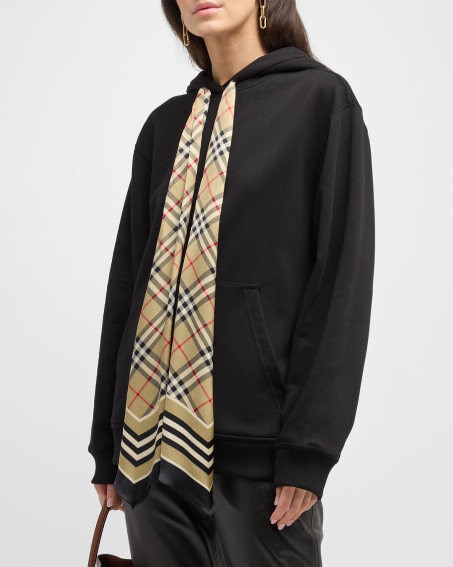

Толстовка Fern с капюшоном и шелковым поясом в клетку Burberry