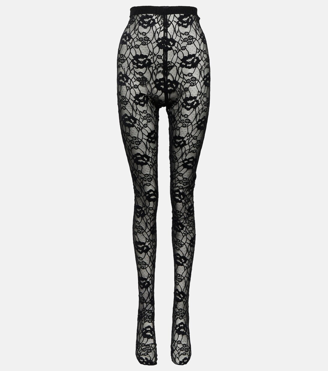 

Кружевные колготки с высокой посадкой SAINT LAURENT, черный