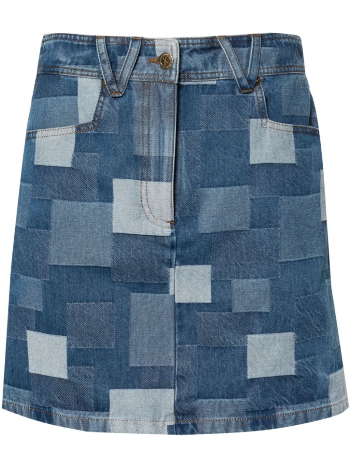 

A.P.C. юбка мини Mary-Jane в технике пэчворк, синий