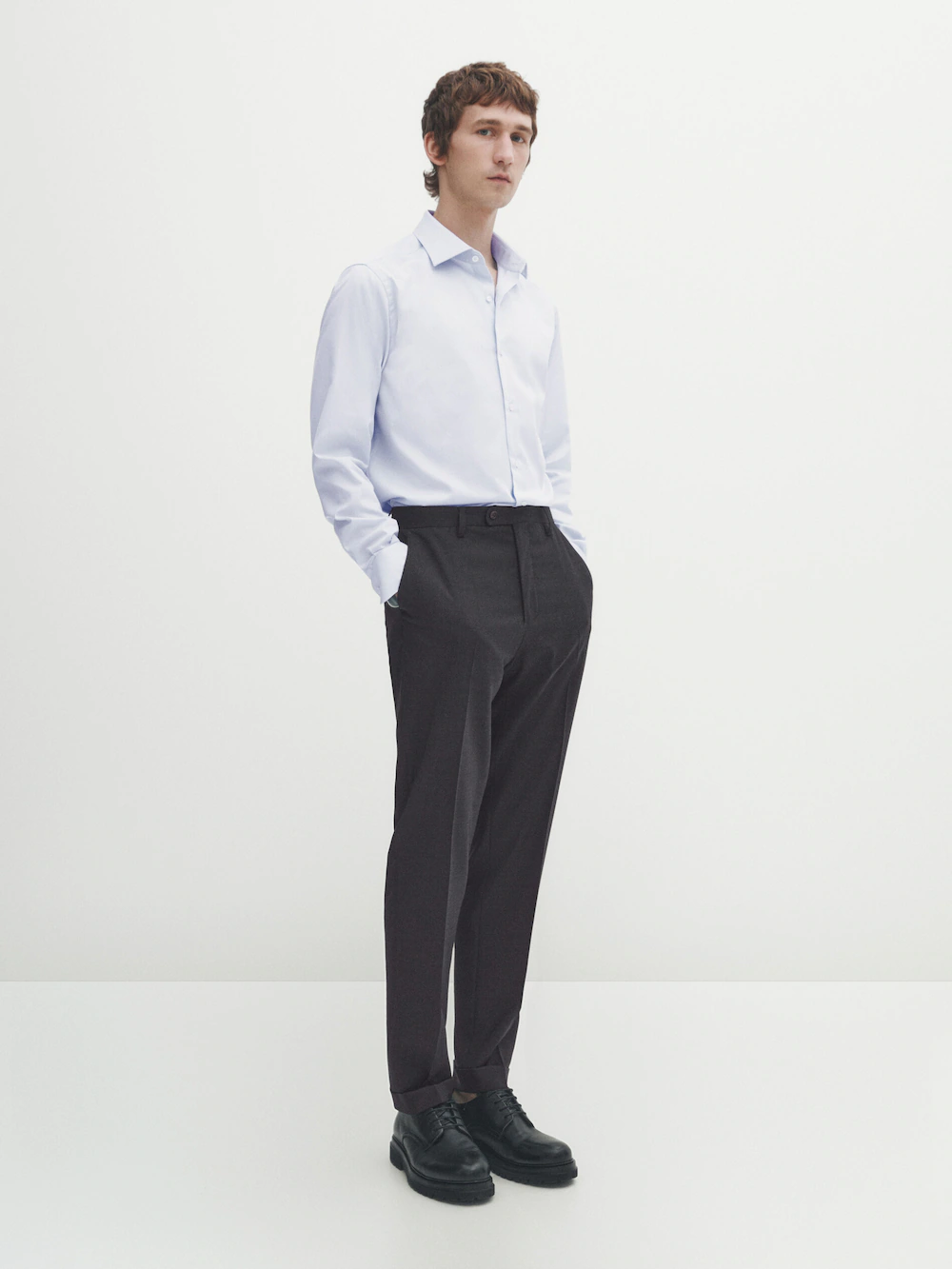 

Рубашка облегающего кроя easy iron Massimo Dutti, синий