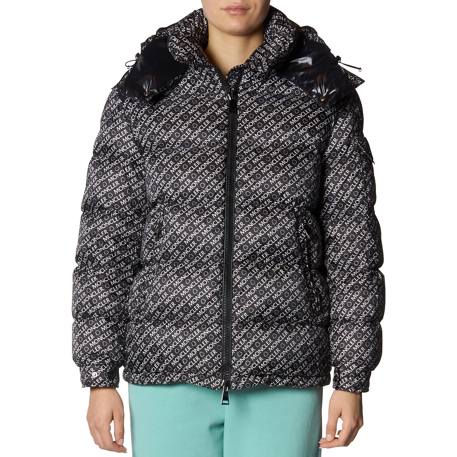 

Женская пуховая куртка с тиснением Moncler, черный