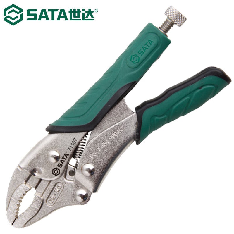 SATA 71107 Мощные щипцы с круглыми губками и лезвиями, ручные плоскогубцы, фиксированные плоскогубцы, резиновая ручка, 10 дюймов.